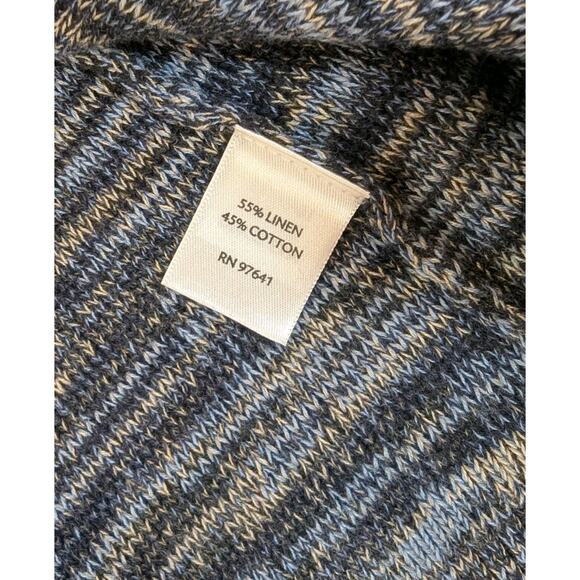 J.Jill Linen Cotton Tunic Sweater Dress 3/4 Sleeve Slits Heather Blue Size Large - Picture 10 of 11